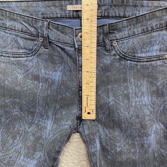 Rich & Skinny Jeans Womens 28 Blue Black Rockstar Skinny Leg Goth Academia Punk - Picture 8 of 14
